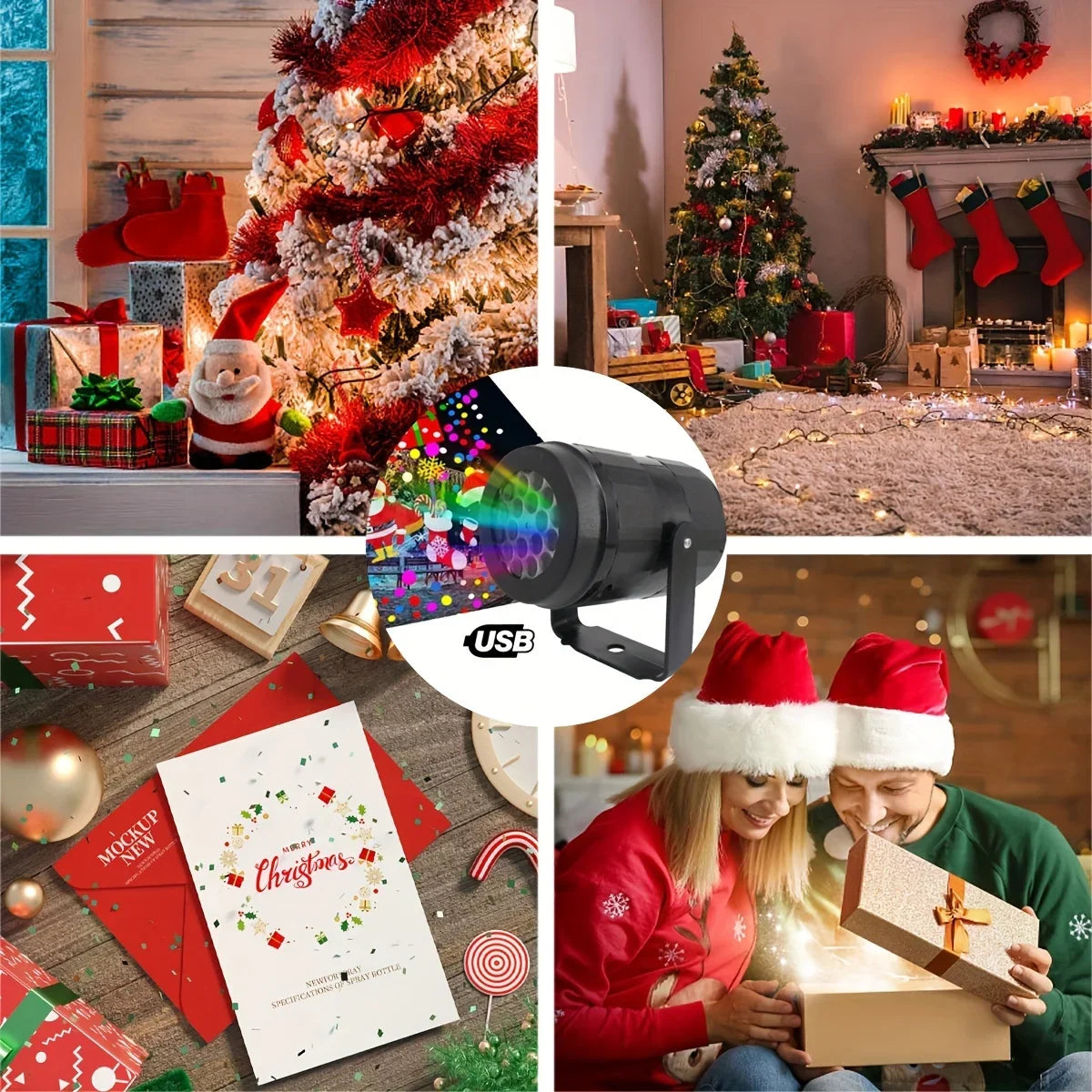 Projetor LED Natal – Rotação 270° e Padrões Festivos