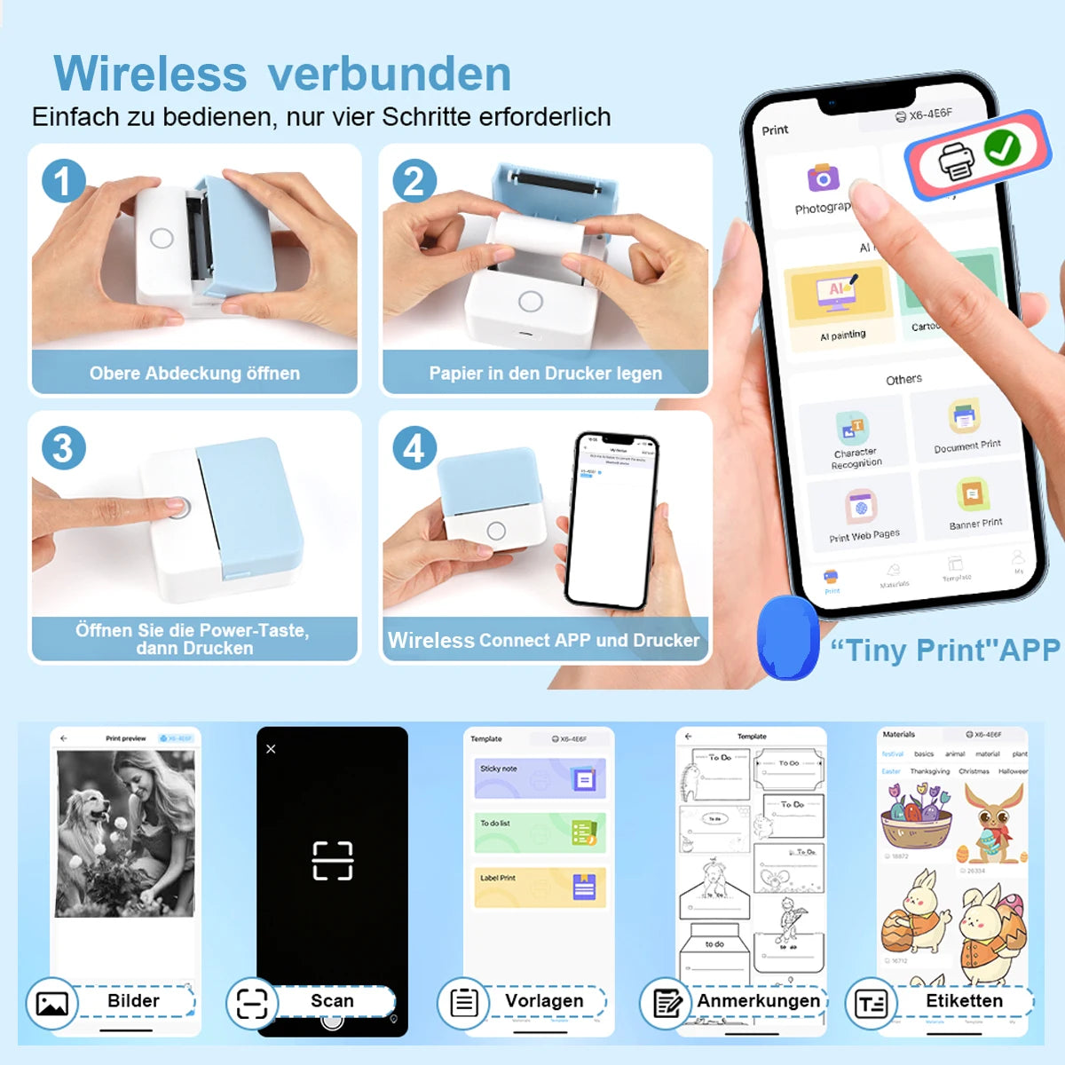 Mini Impressora de Etiquetas Bluetooth